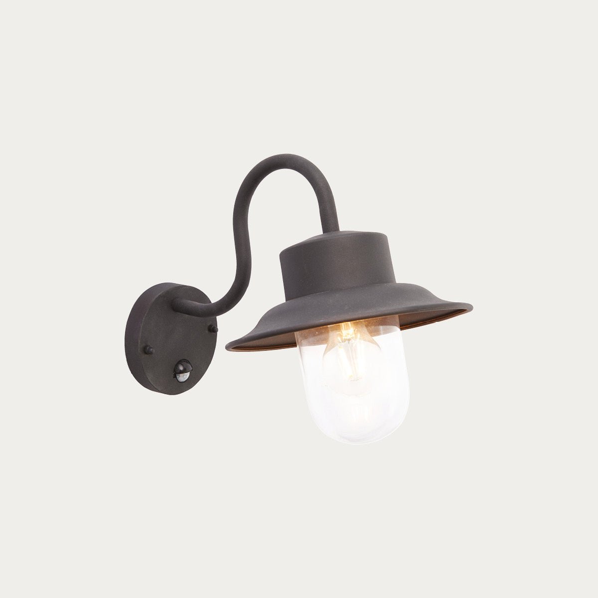 H2501ED0217_F0EEEB_aadcdfbe-73fc-461f-a6c4-564977aea62c.jpg Ashfield Wall Light PIR in Textured Black and Clear Glass - Image 1
