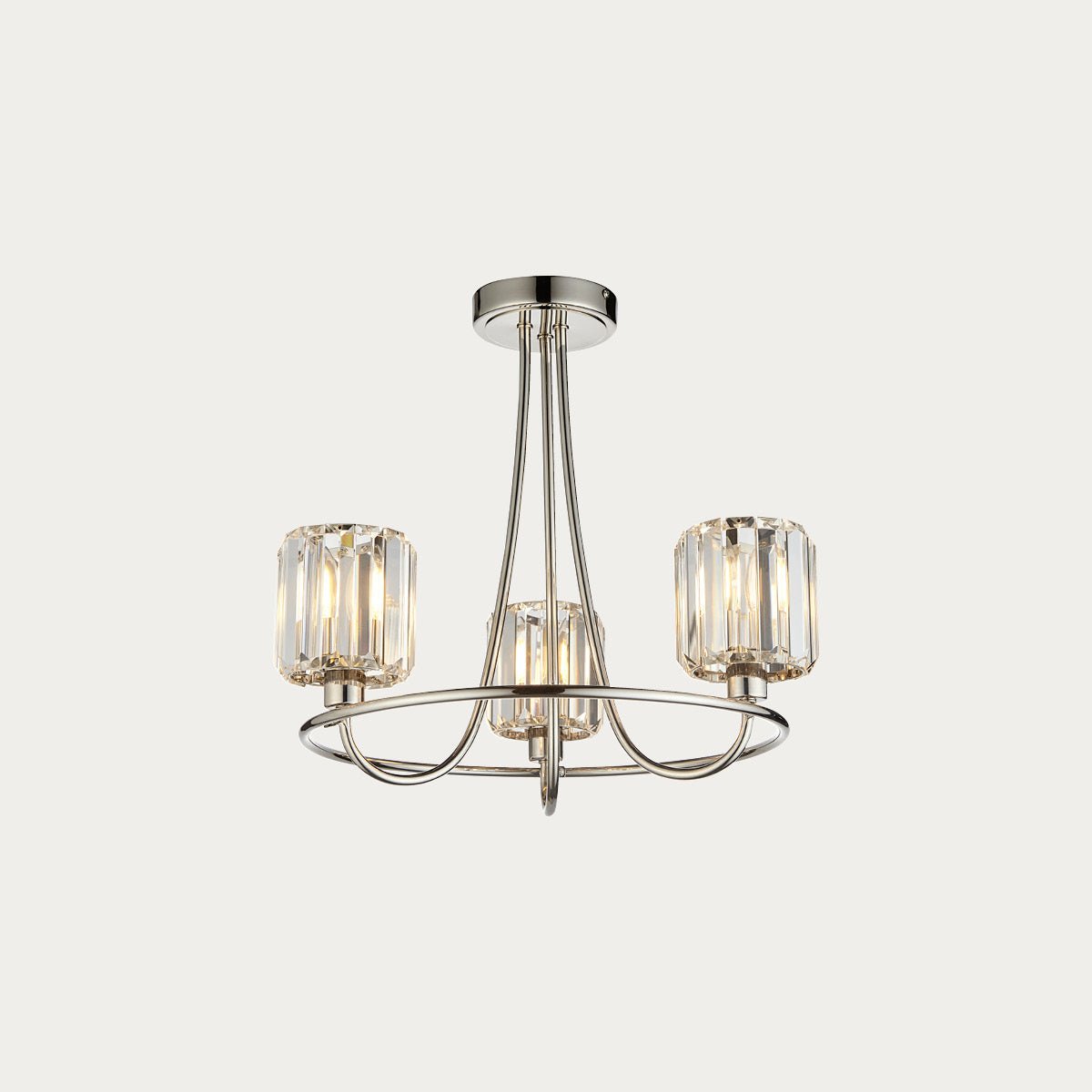 H2501ED0590_F0EEEB_c8d3d041-58ea-476b-aad0-965523067754.jpg Rosalie 3 Light Semi Flush Light in Bright Nickel and Clear Glass - Image 1